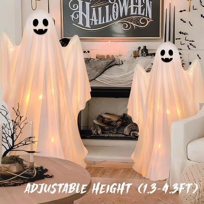 Halloween Decorations Outdoor - 2 Pack Large Light-Up Spooky Ghosts with 2 Modes LED Light - Scary Standing Ghosts Decor